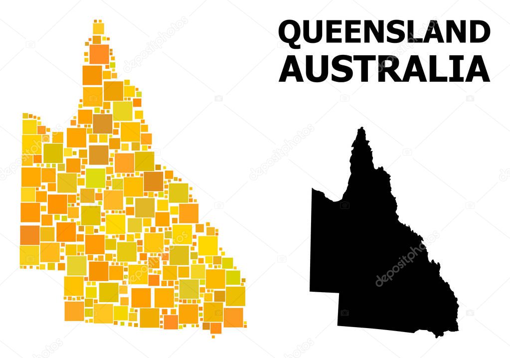 Gold Square Mosaic Map of Australian Queensland