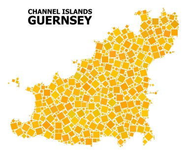 Altın döndürülmüş kare Mozaik Haritası Guernsey Adası