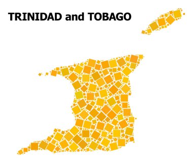 Trinidad ve Tobago altın döndürülmüş kare Mozaik Haritası