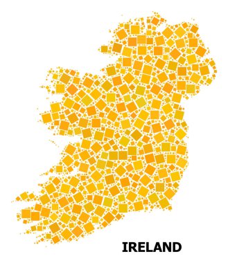 Irlanda Adası altın döndürülmüş kare desen Haritası