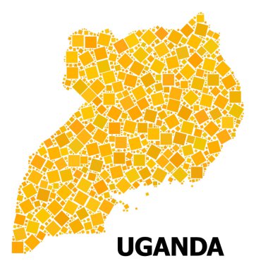 Uganda altın döndürülmüş kare Mozaik Haritası
