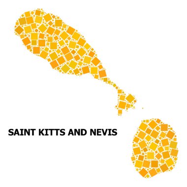 Saint Kitts ve Nevis altın döndürülmüş kare Mozaik Haritası