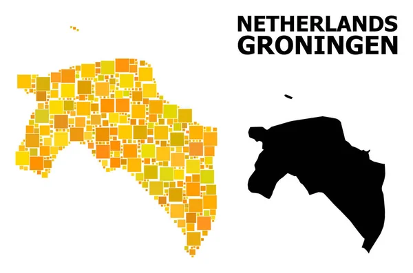 Golden Square mosaik karta över Groningen (provins) — Stock vektor