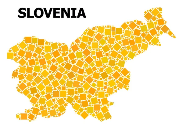 Slovenya altın döndürülmüş kare Mozaik Haritası — Stok Vektör