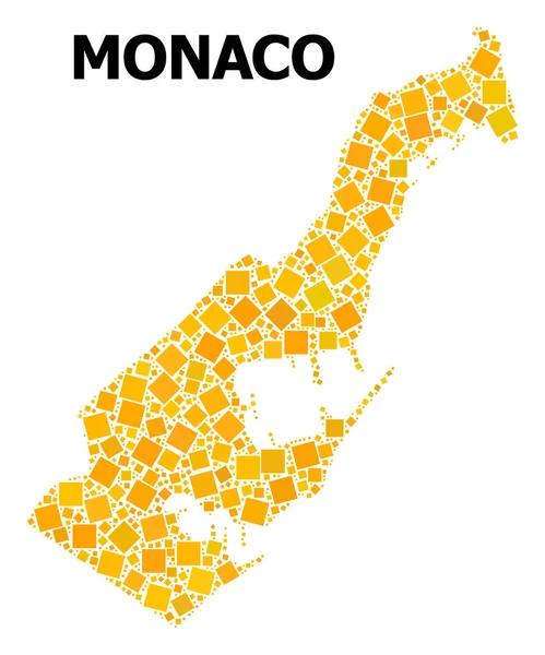 Gyllene roterad kvadrat mönster karta över Monaco — Stock vektor