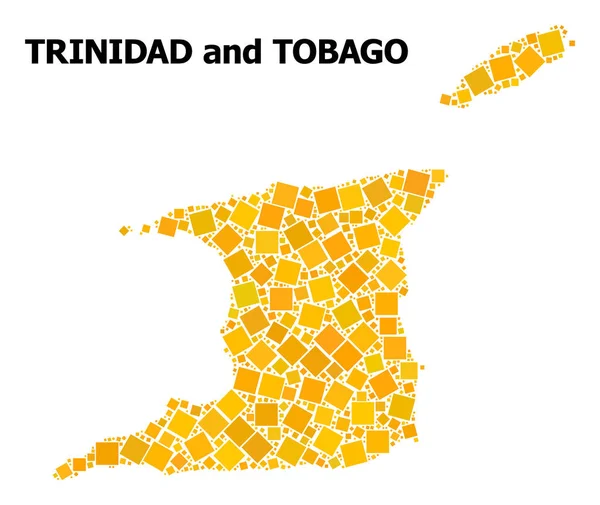 Zlatavě otočená čtvercová mapa z Trinidadu a Tobaga — Stockový vektor