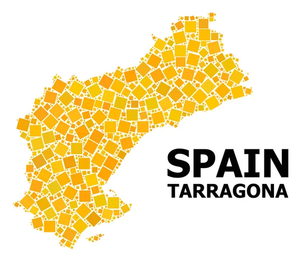 Carte mosaïque carrée tournante en or de la province de Tarragone — Image vectorielle