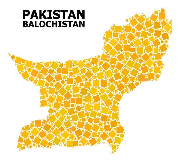 Mapa quadrado girado dourado do mosaico da província de Balochistan — Vetor de Stock