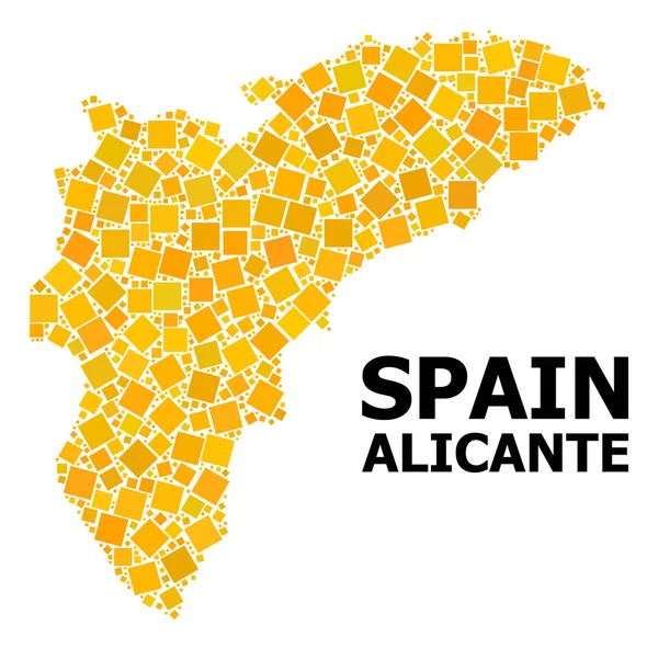 Carte de motif carré rotatif en or de la province d'Alicante — Image vectorielle