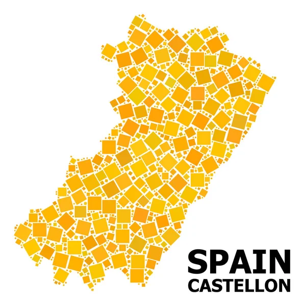 Mapa de Patrones Cuadrados Rotados de Oro de la Provincia de Castellón — Vector de stock