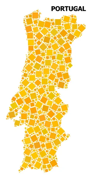 Guld roterad kvadrat mönster karta över Portugal — Stock vektor