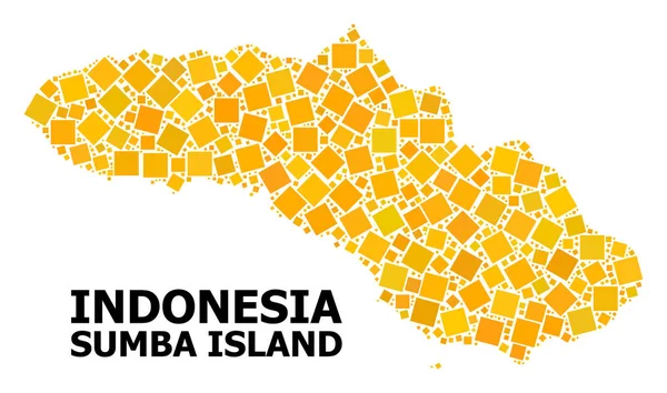 Sumba Adası altın döndürülmüş kare Mozaik Haritası — Stok Vektör