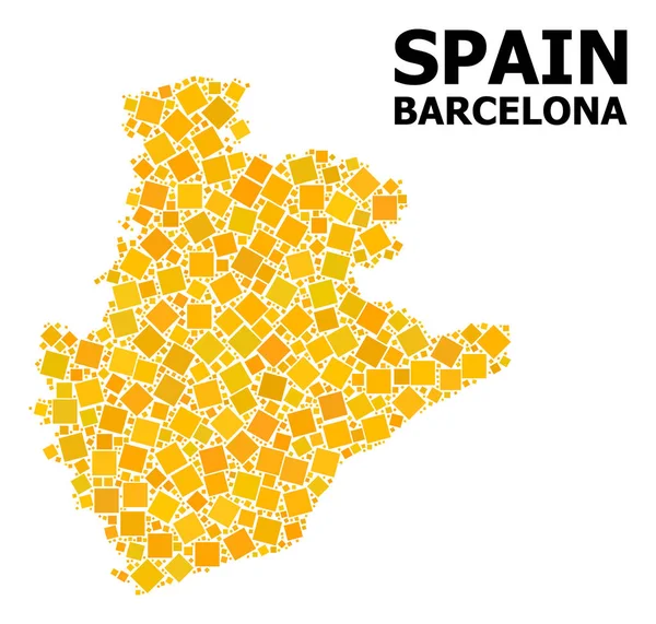 Carte mosaïque carrée tournante en or de la province de Barcelone — Image vectorielle