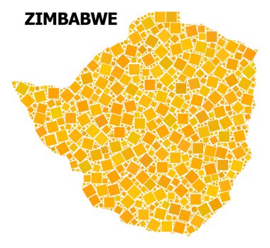 Zimbabwe altın döndürülmüş kare Mozaik Haritası