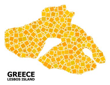 Midilli Adası altın döndürülmüş kare desen Haritası