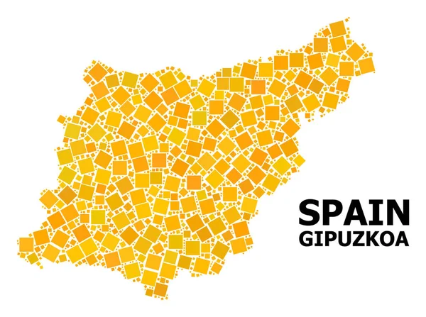 Carte mosaïque carrée tournante en or de la province du Gipuzkoa — Image vectorielle