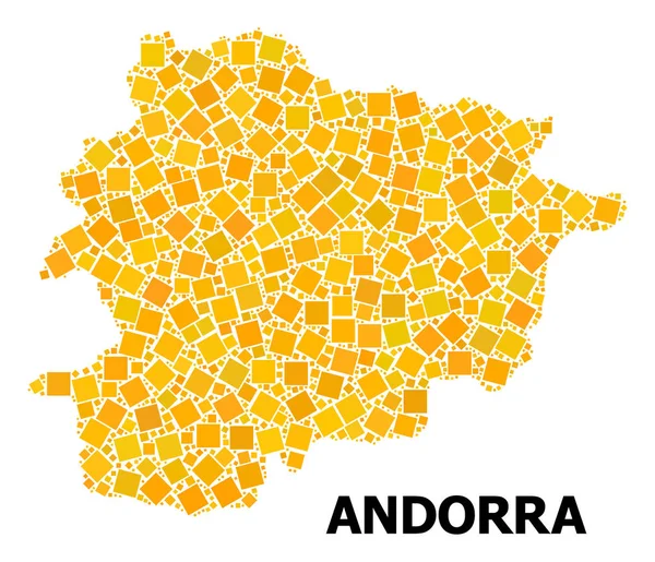 Goldene rotierte quadratische Mosaikkarte von andorra — Stockvektor
