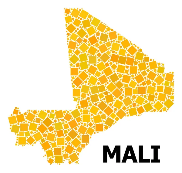Golden Rotated Square Pattern Mapa de Malí — Vector de stock