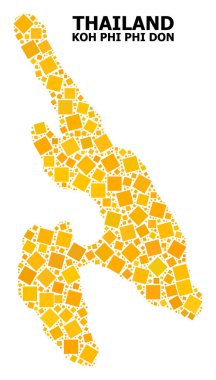 Koh Phi Don altın döndürülmüş kare Mozaik Haritası