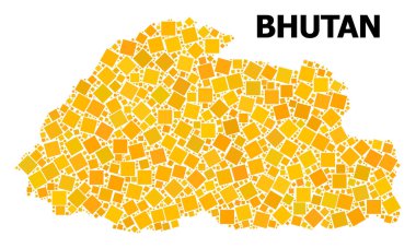 Bhutan altın döndürülmüş kare Mozaik Haritası