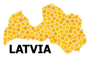 Letonya altın döndürülmüş kare Mozaik Haritası