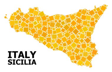 Sicilya Adası altın döndürülmüş kare Mozaik Haritası