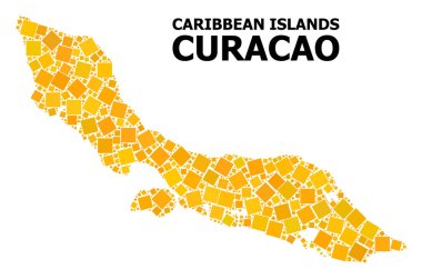 Altın döndürülmüş kare desen Curacao Adası Haritası