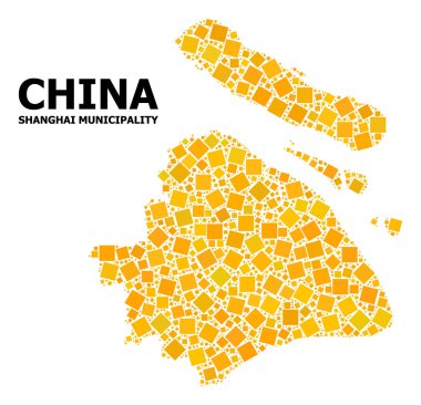 Şanghay Belediyesi altın döndürülmüş kare Mozaik Haritası