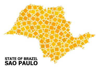 Sao Paulo devlet altın döndürülmüş kare Mozaik Haritası