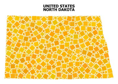Kuzey Dakota devlet altın döndürülmüş kare Mozaik Haritası