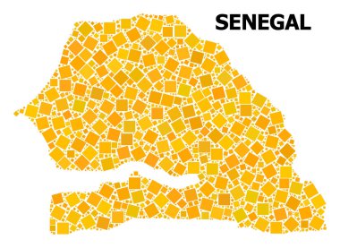 Senegal altın döndürülmüş kare Mozaik Haritası