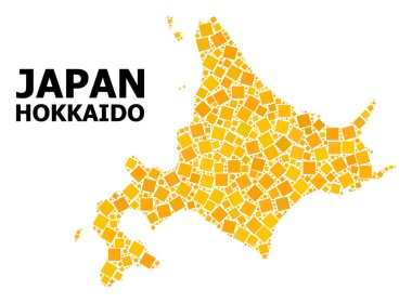 Hokkaido Adası altın döndürülmüş kare Mozaik Haritası