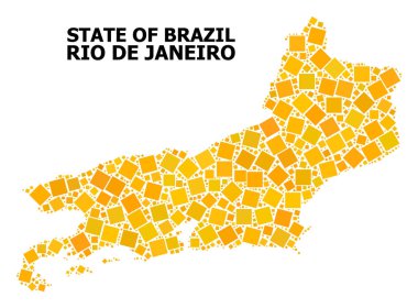 Rio de Janeiro devlet altın döndürülmüş kare desen Haritası