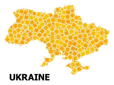 Ukrayna 'nın altın döndürülmüş kare Mozaik Haritası