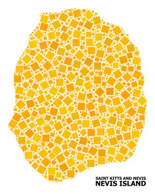 Nevis Adası altın döndürülmüş kare Mozaik Haritası