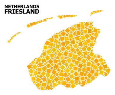 Friesland Eyaleti altın döndürülmüş kare Mozaik Haritası