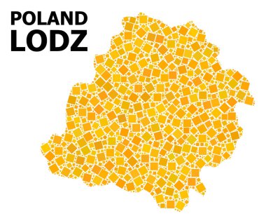 Lodz Eyaleti altın döndürülmüş kare Mozaik Haritası