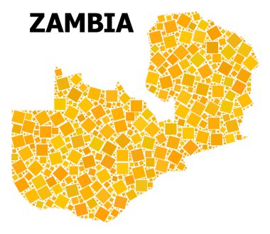 Altın döndürülmüş kare desen harita Zambiya