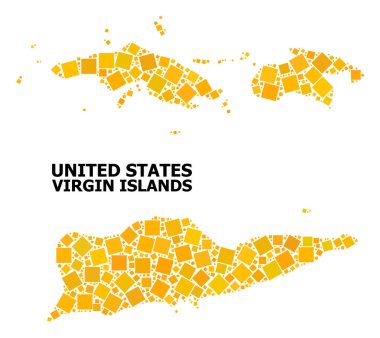 Amerikan Virgin Adaları altın döndürülmüş kare desen Haritası