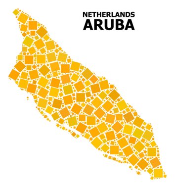 Aruba Adası Golden döndürülmüş kare desen Haritası