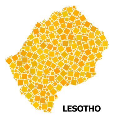 Lesotho altın döndürülmüş kare Mozaik Haritası