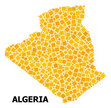 Cezayir altın döndürülmüş kare Mozaik Haritası