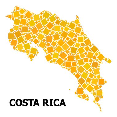 Altın döndürülmüş kare mozaik harita Kosta Rika