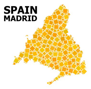 Madrid Ili altın döndürülmüş kare Mozaik Haritası