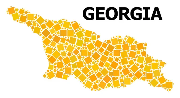Golden Rotated Square Mosaic Map of Georgia — Stock Vector
