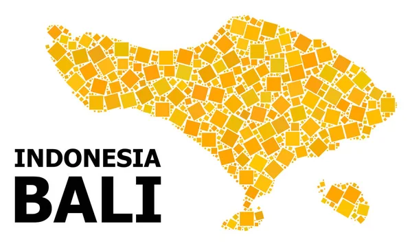 Złoty obrócony wzór kwadratowy Mapa wyspy Bali — Wektor stockowy