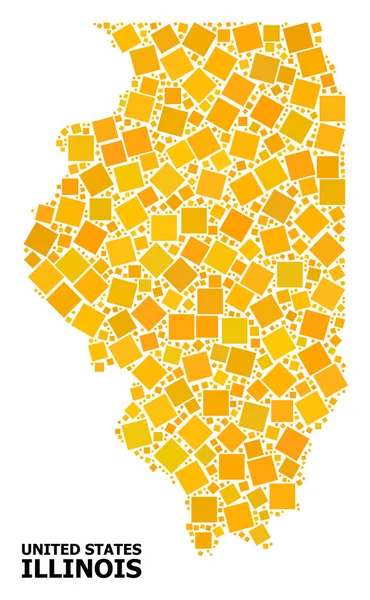 Golden Rotated Square Pattern Mappa dello stato dell'Illinois — Vettoriale Stock