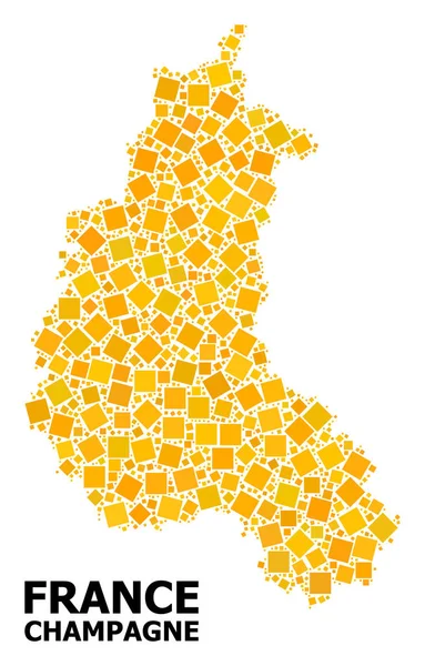 Golden Rotated Square Pattern Mapa da Província de Champagne —  Vetores de Stock