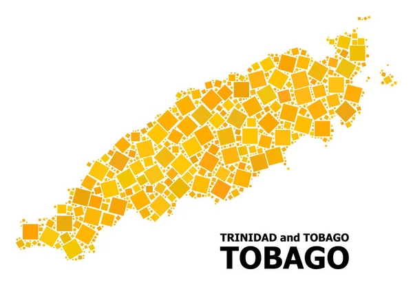Mapa de la Isla de Tobago con Patrones Cuadrados — Vector de stock