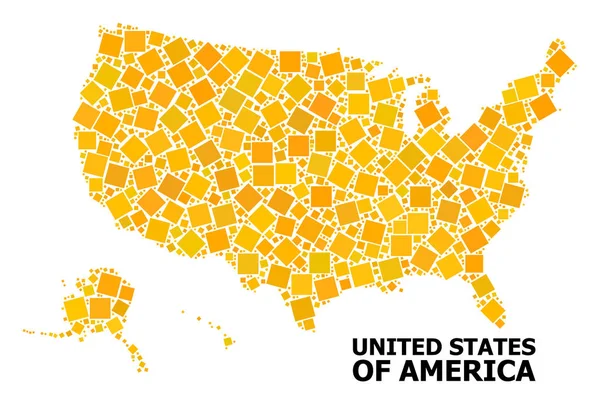 Золотая повернутая квадратная карта территорий США — стоковый вектор